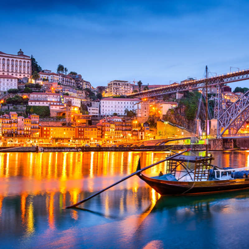 Porto at night - Wine Country of Portugal: Porto and the Douro Valley