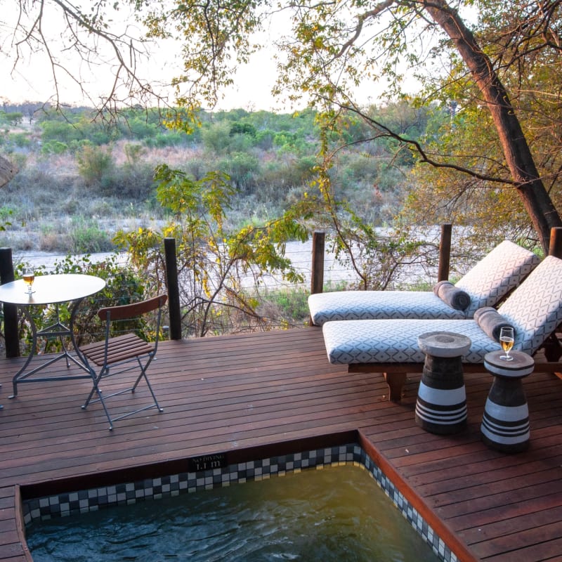 Deck with plunge pool  at Jock Safari Lodge