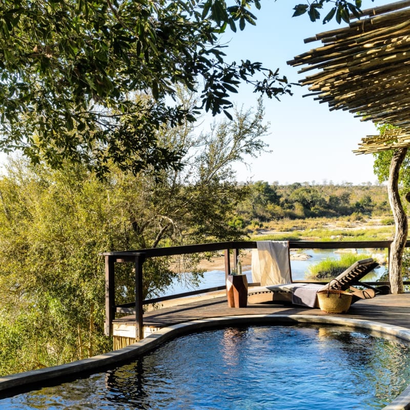 Swimming pool view at Singita Boulders 