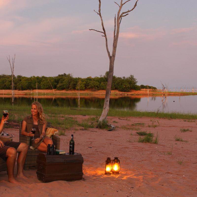 Sundowners on the banks of Lake Kariba - Family Holiday Off the Beaten Track in Zimbabwe