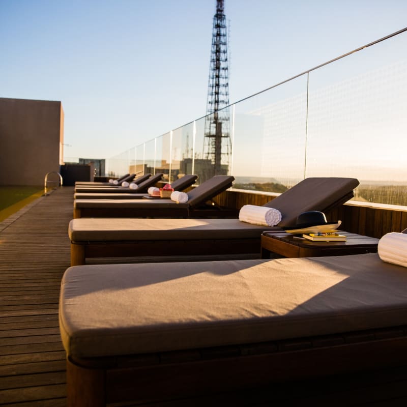 Rooftop pool and loungers