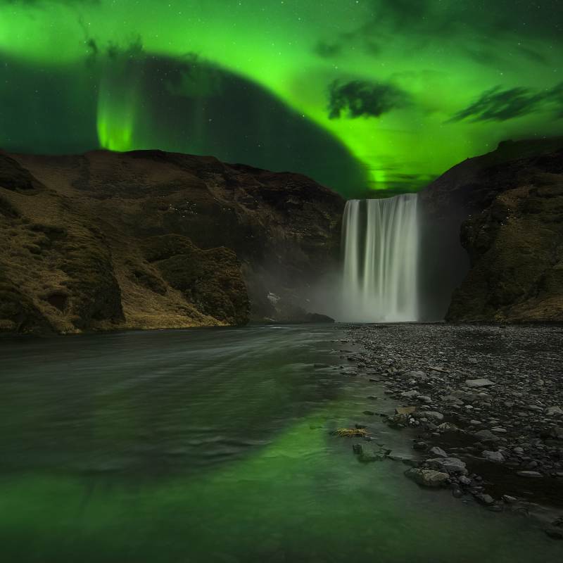 Northern Lights over Skogafoss