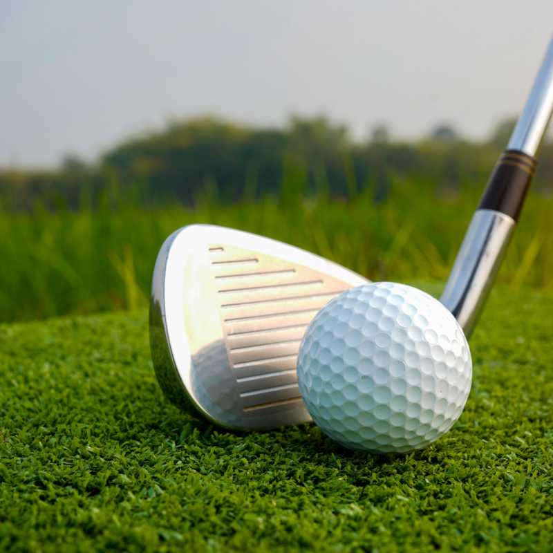 Golf club and ball 