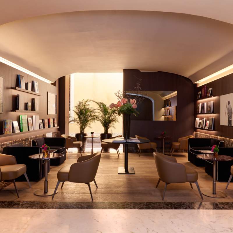 The lobby area of The First Arte 