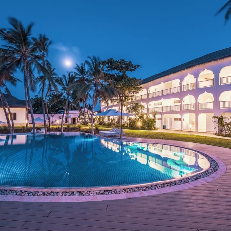 Swimming pool at night