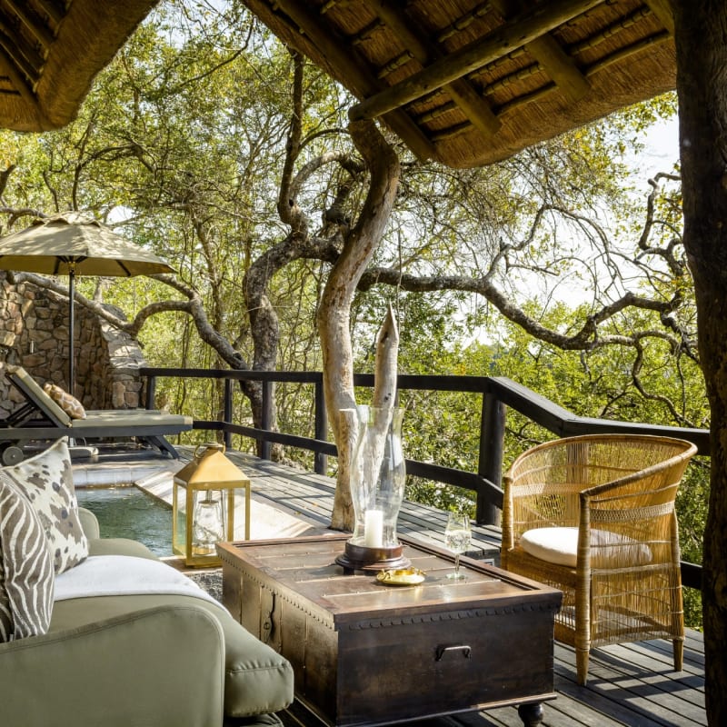 Private terrace at Singita Ebony 