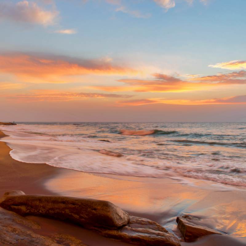 Beach view at sunset 