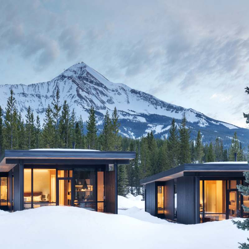 Alpine cabin winter 