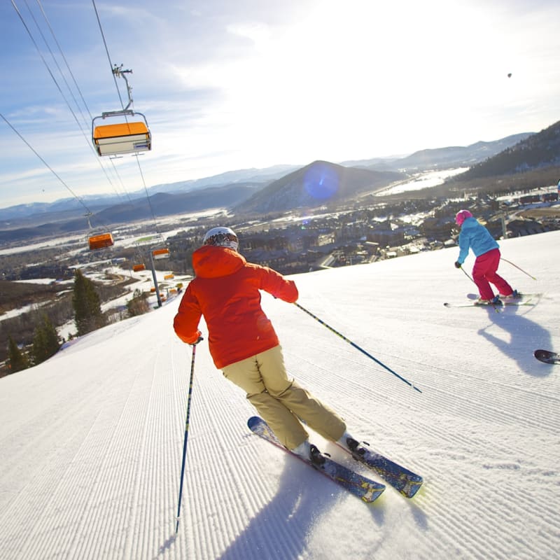 Skiing under Orange Bubble